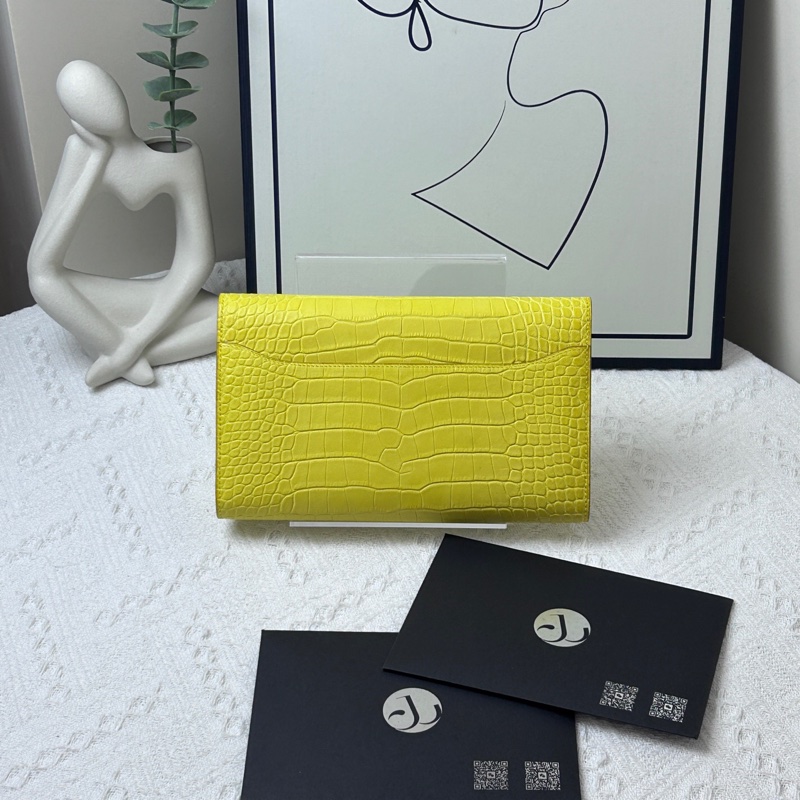 Hermes • Constance M9金盞花黃 銀釦霧面鱷魚皮長夾-6
