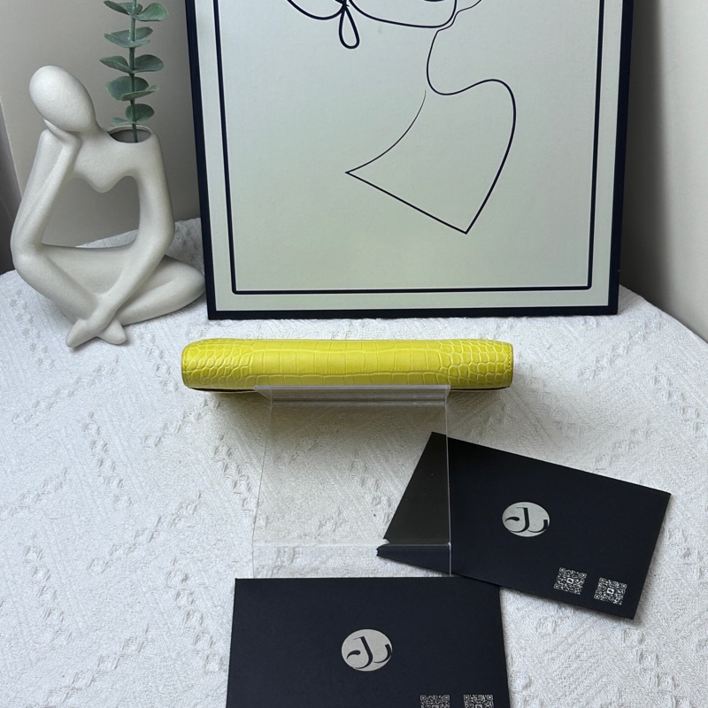 Hermes • Constance M9金盞花黃 銀釦霧面鱷魚皮長夾-7