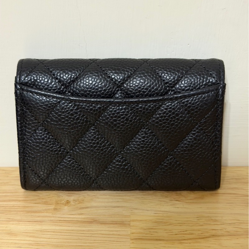 Chanel AP0214 黑色 荔枝皮 金釦 卡夾 零錢包 錢包 芯片款-1