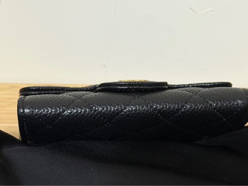 Chanel AP0214 黑色 荔枝皮 金釦 卡夾 零錢包 錢包 芯片款-3