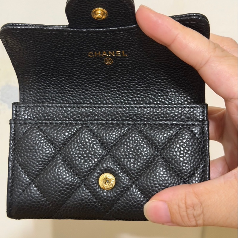 Chanel AP0214 黑色 荔枝皮 金釦 卡夾 零錢包 錢包 芯片款-6
