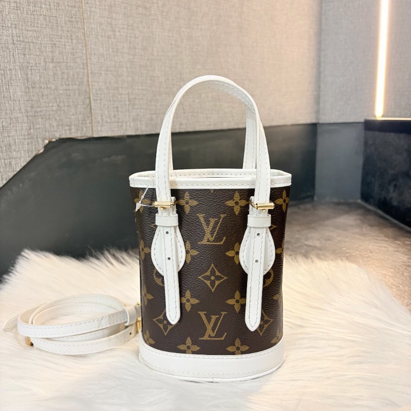 LV MINI手提水桶包 白 晶片-0