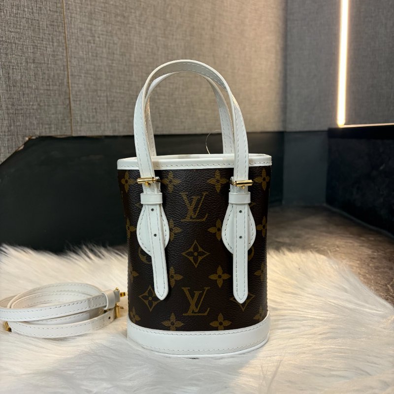 LV MINI手提水桶包 白 晶片-1