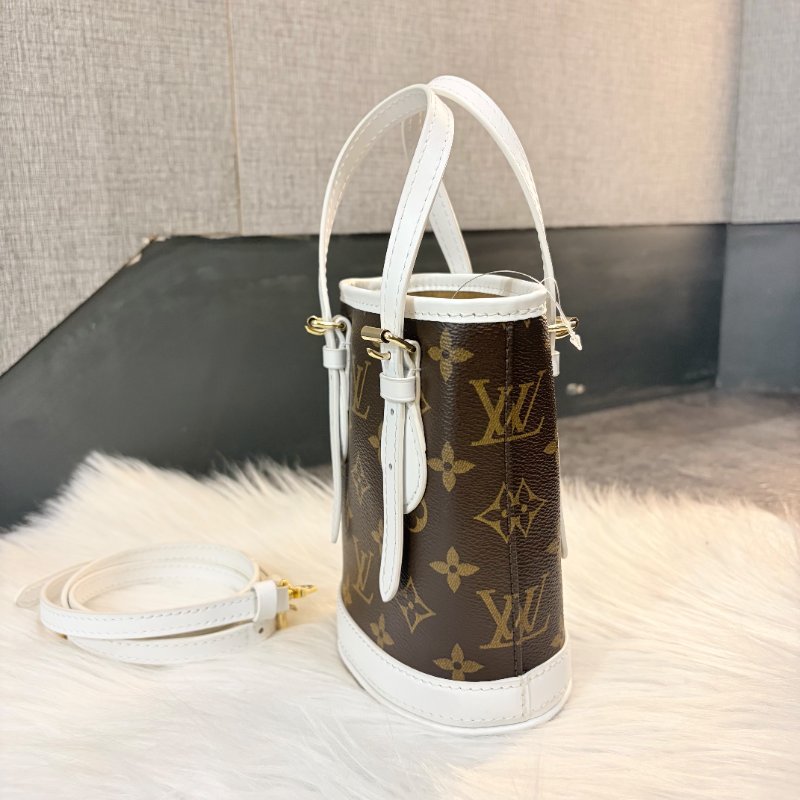 LV MINI手提水桶包 白 晶片-2