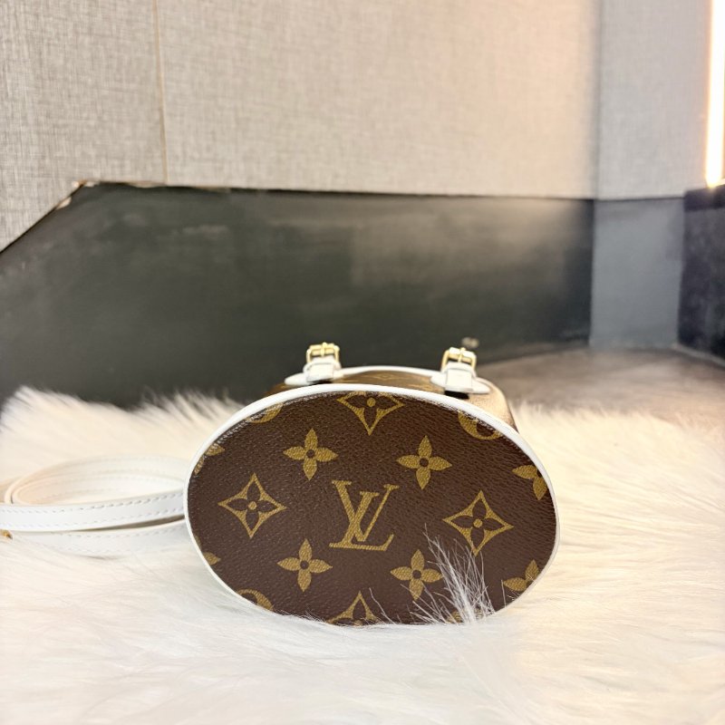 LV MINI手提水桶包 白 晶片-3