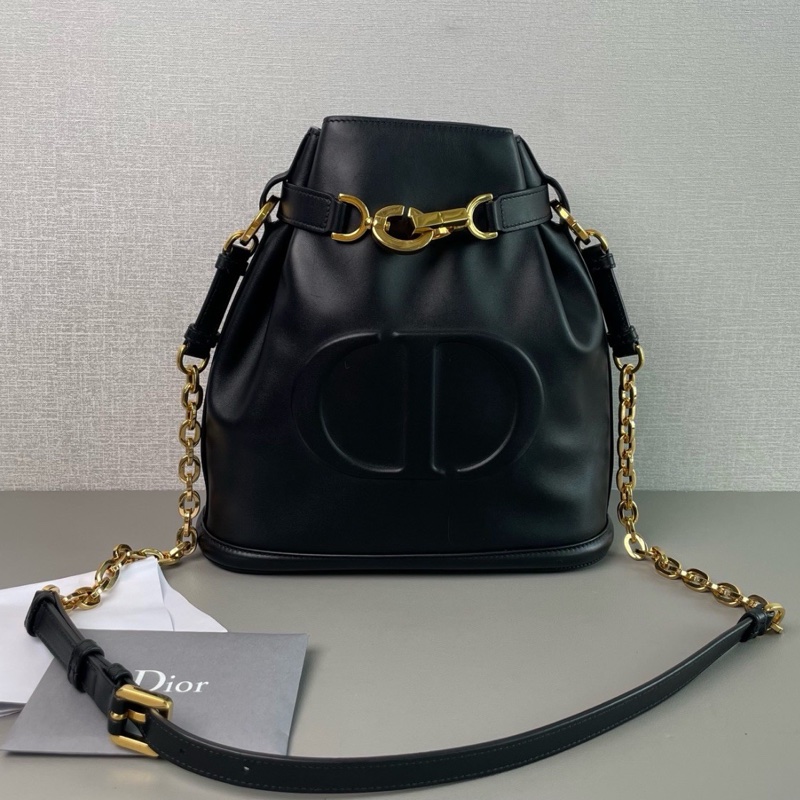 DIOR迪奧C'est系列黑金牛皮大LOGO CD水桶包🧉-11