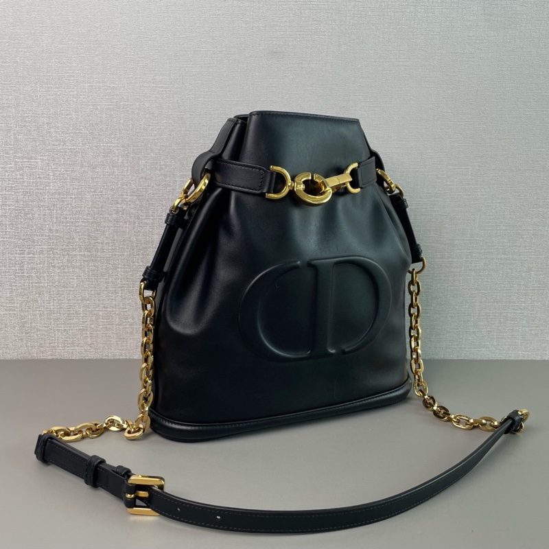 DIOR迪奧C'est系列黑金牛皮大LOGO CD水桶包🧉-12