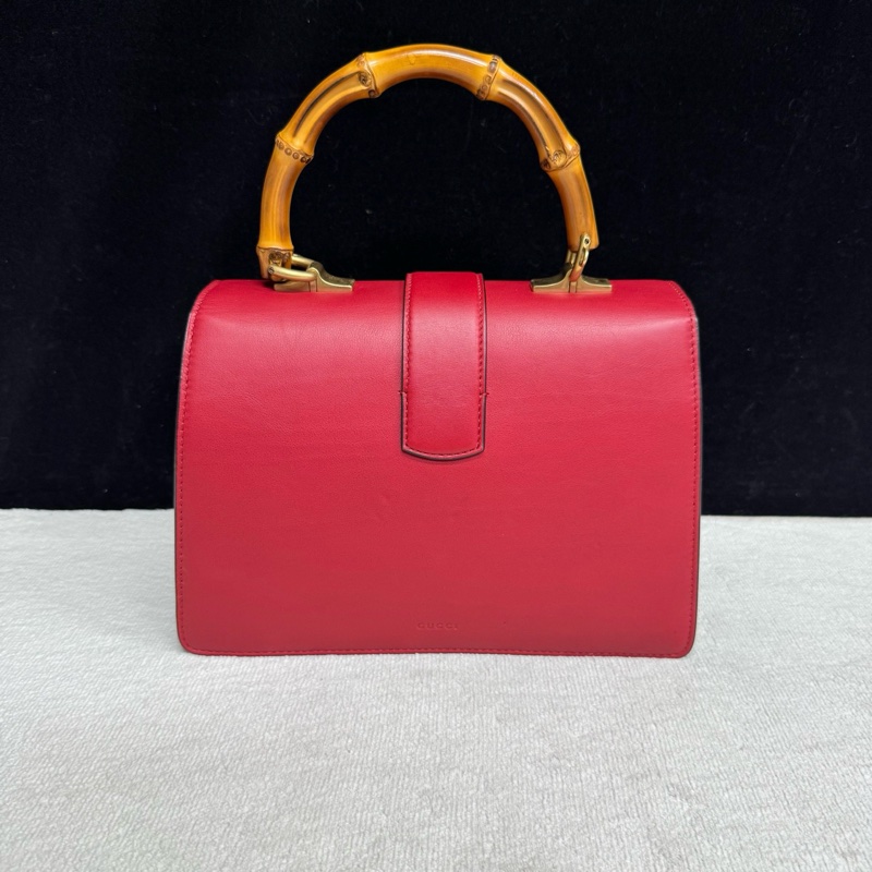 Gucci古馳 紅色全皮竹節酒神手提斜挎包 剪標,成色98新,尺寸26*18*9cm-1