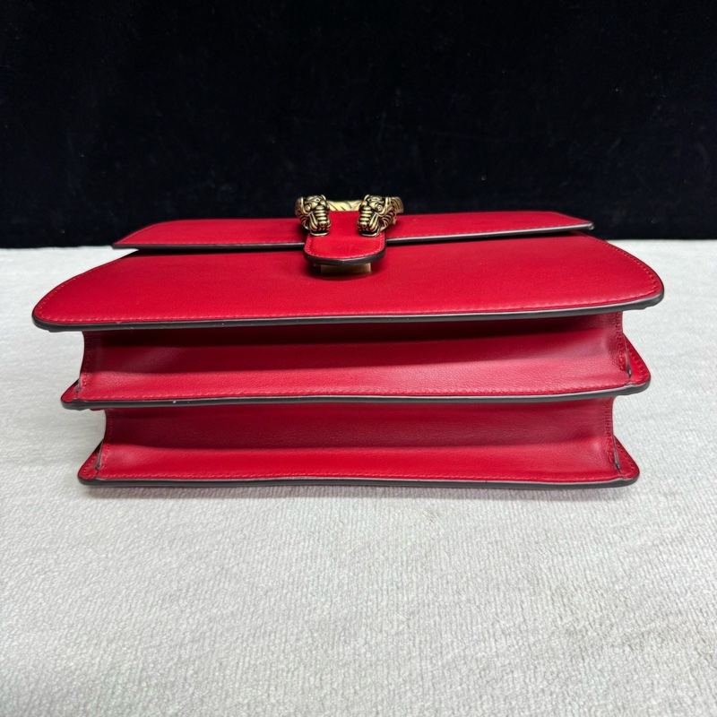 Gucci古馳 紅色全皮竹節酒神手提斜挎包 剪標,成色98新,尺寸26*18*9cm-4