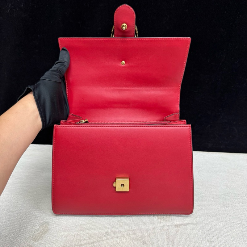 Gucci古馳 紅色全皮竹節酒神手提斜挎包 剪標,成色98新,尺寸26*18*9cm-7