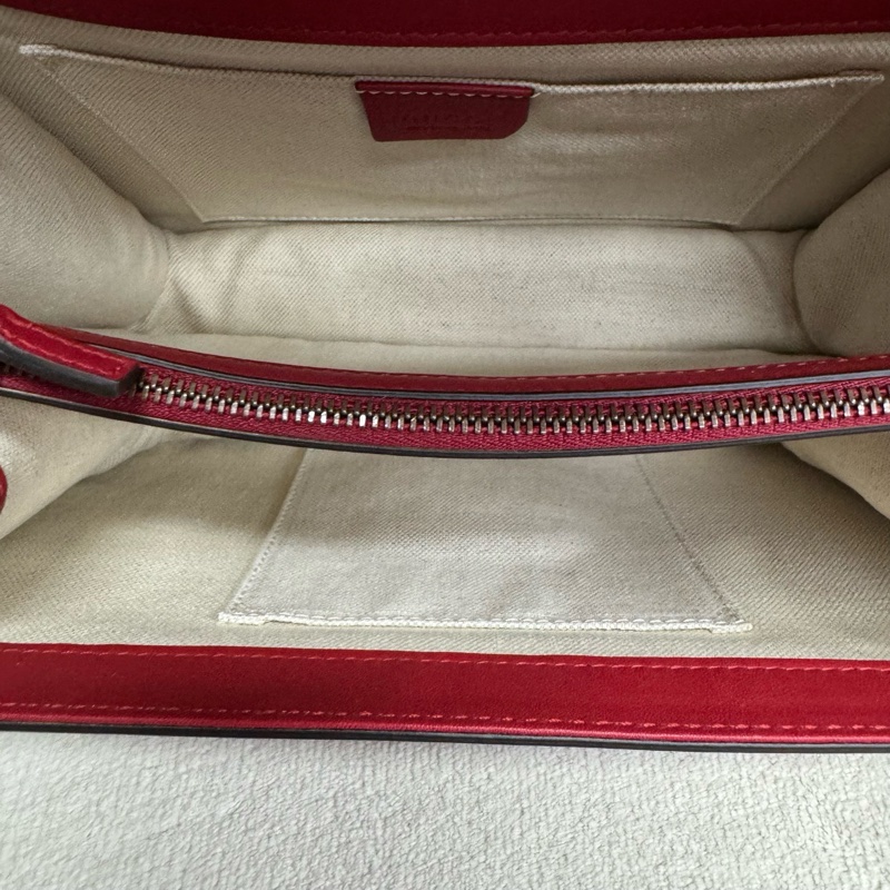 Gucci古馳 紅色全皮竹節酒神手提斜挎包 剪標,成色98新,尺寸26*18*9cm-8