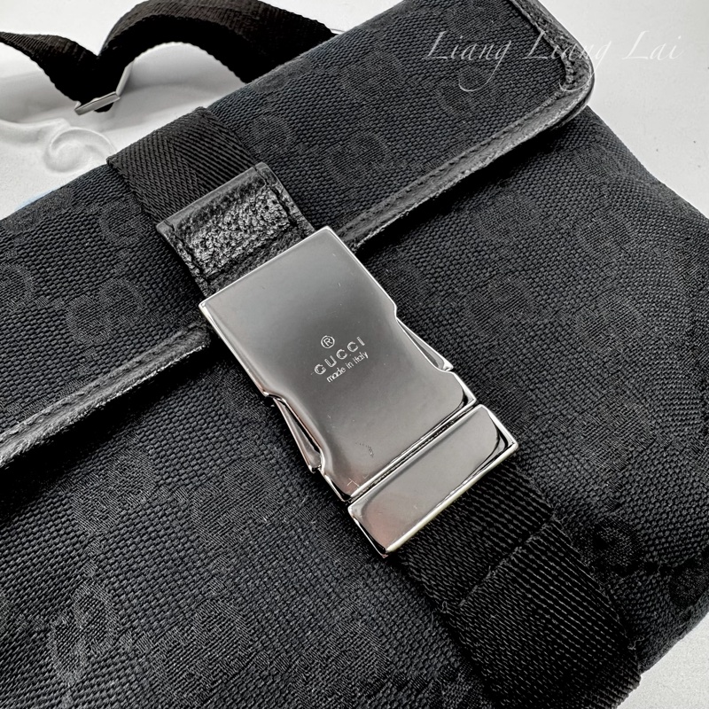 GUCCI 古馳 經典GG黑色提花布腰包|斜背包-10