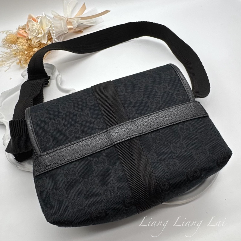 GUCCI 古馳 經典GG黑色提花布腰包|斜背包-17