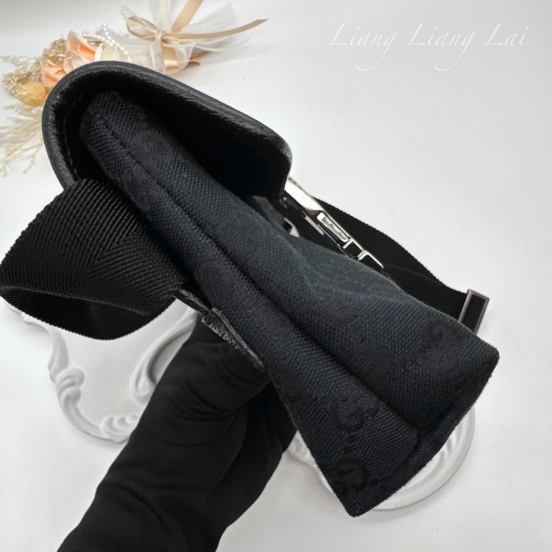 GUCCI 古馳 經典GG黑色提花布腰包|斜背包-22