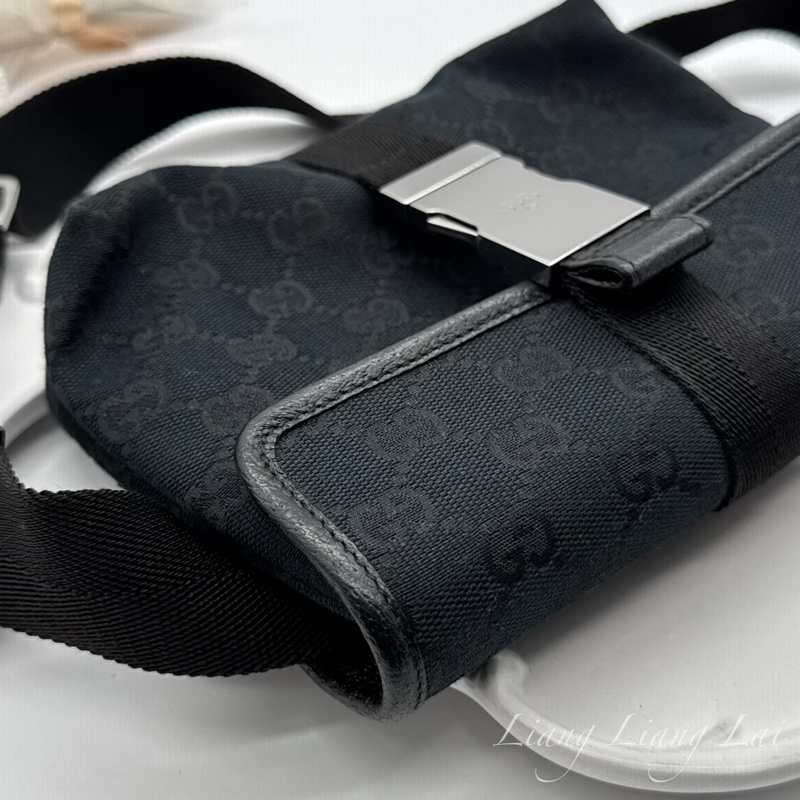 GUCCI 古馳 經典GG黑色提花布腰包|斜背包-27