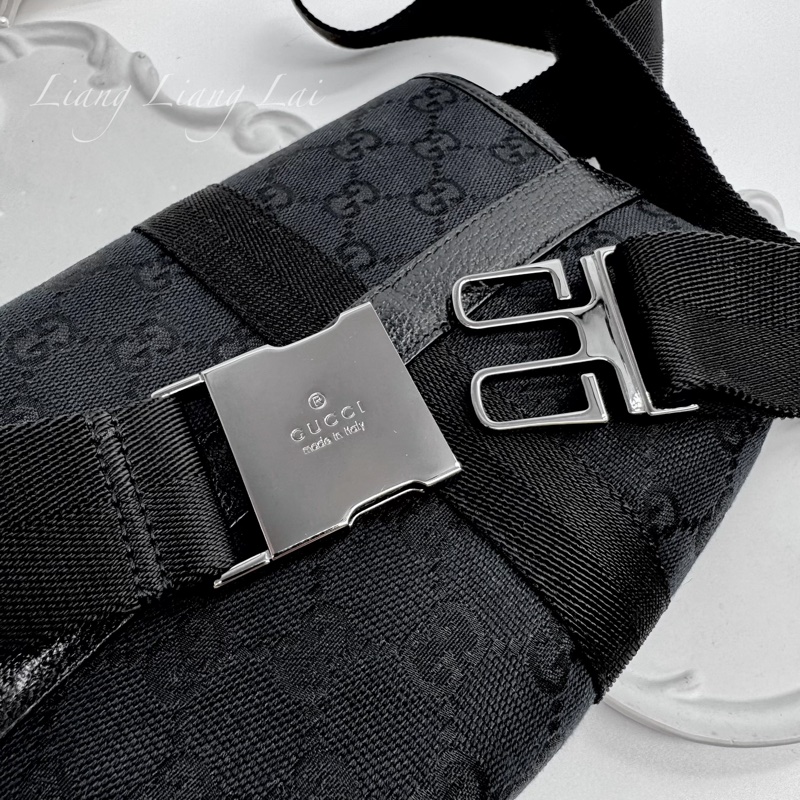 GUCCI 古馳 經典GG黑色提花布腰包|斜背包-29