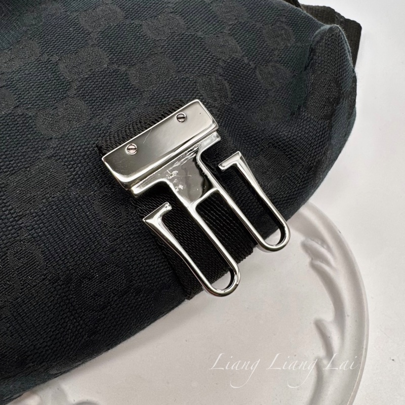 GUCCI 古馳 經典GG黑色提花布腰包|斜背包-30