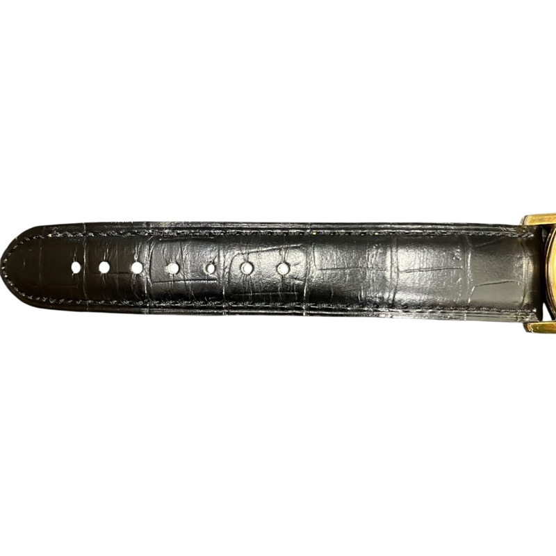 歐米茄腕錶,總重53.2公克,不鏽鋼錶殼,真皮錶帶,自動上鍊機芯,金色錶盤,型號166.0161-7