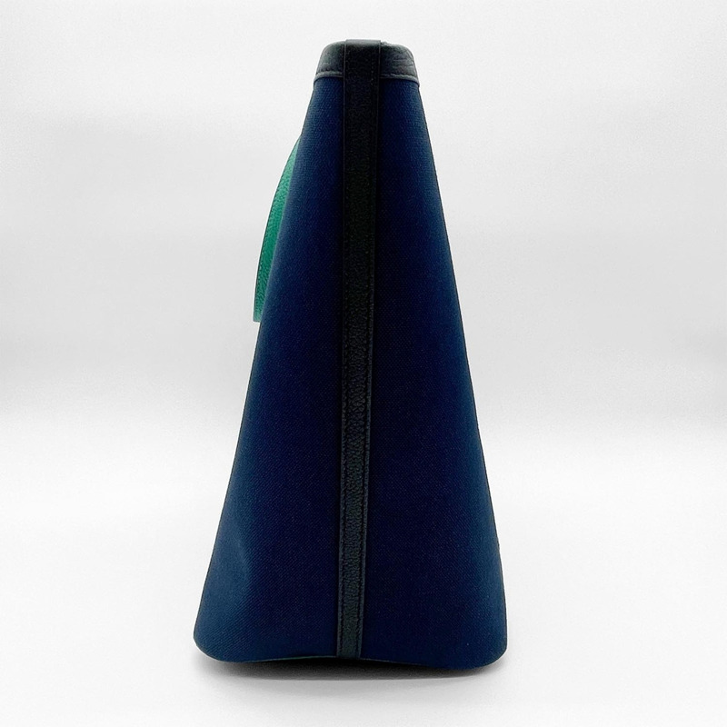 愛馬仕 Pure Sangle 手提包,2022 年款,Taurillon Clemence 皮革,軍綠色帆布,35 碼,海軍藍,男士款-2