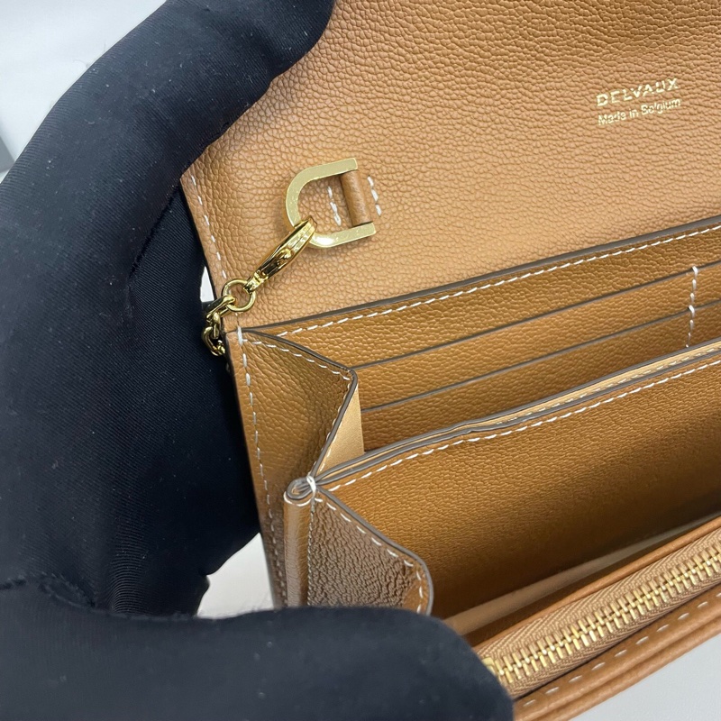 DELVAUX 德爾沃Brillant woc焦糖色外縫單肩斜挎包。-7