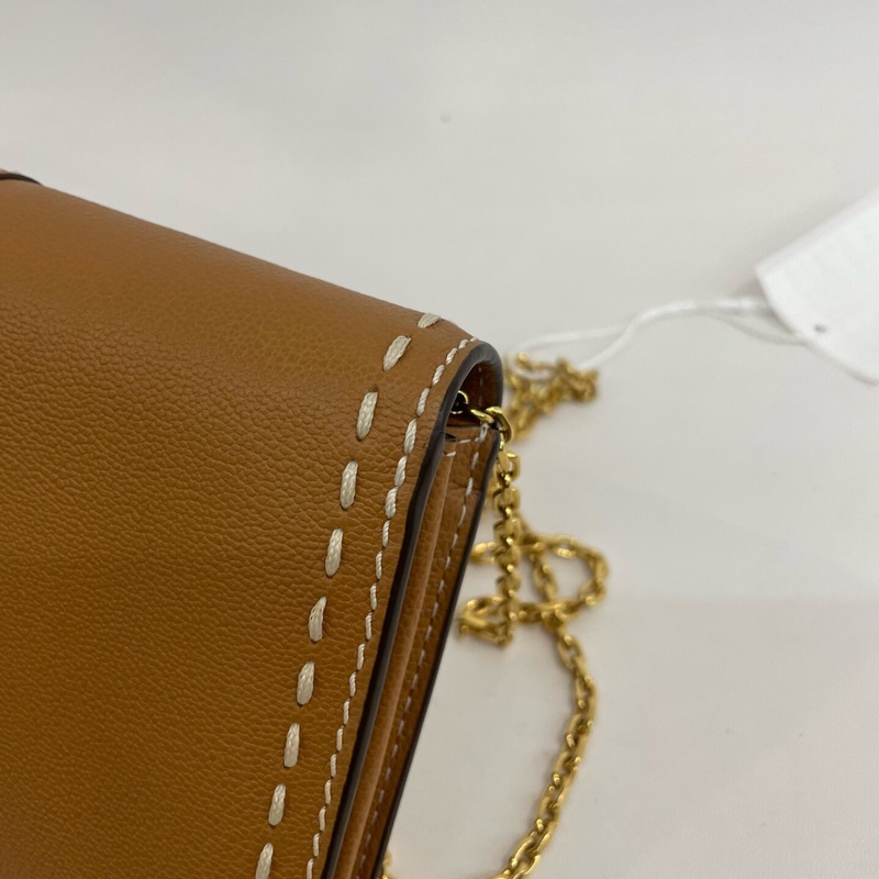DELVAUX 德爾沃Brillant woc焦糖色外縫單肩斜挎包。-10