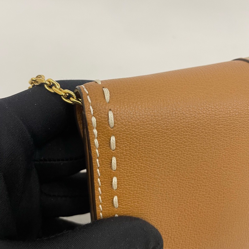 DELVAUX 德爾沃Brillant woc焦糖色外縫單肩斜挎包。-11