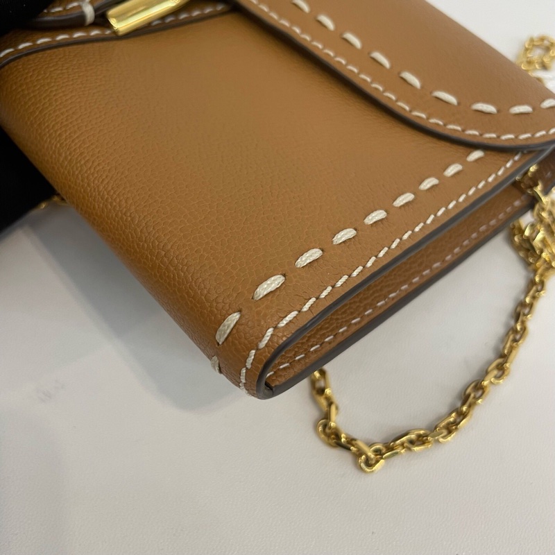 DELVAUX 德爾沃Brillant woc焦糖色外縫單肩斜挎包。-12