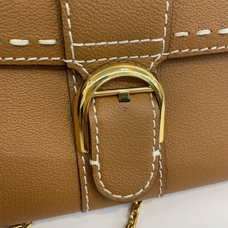 DELVAUX 德爾沃Brillant woc焦糖色外縫單肩斜挎包。-14