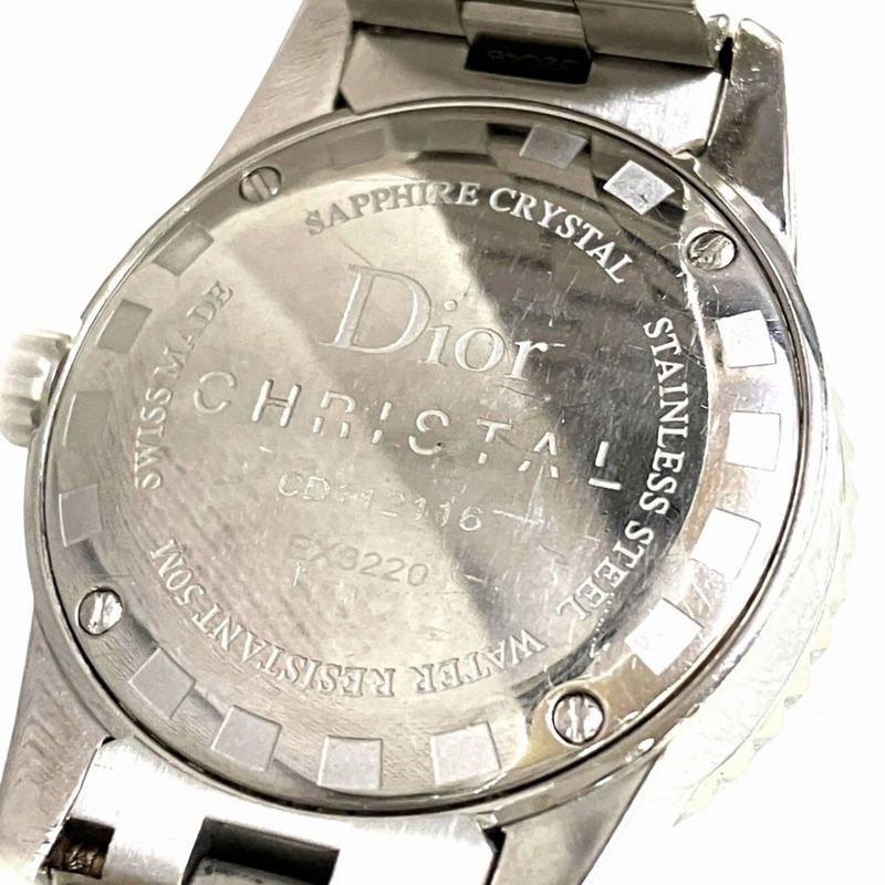 Christian Dior 水晶鑽石錶圈腕錶，總重 75.8 克，不鏽鋼材質，石英機芯，黑色錶盤，型號 CD112116M001-4