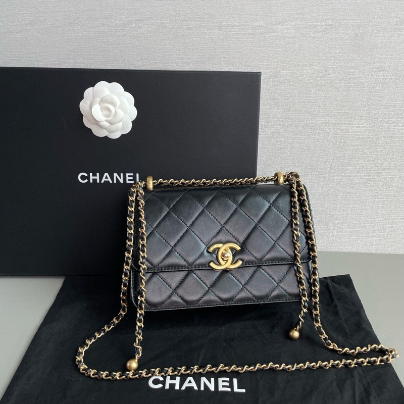 💎Chanel香奈兒|黑金雙珠鏈條包|98新|芯片款-2