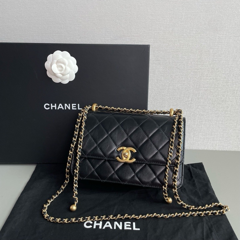 💎Chanel香奈兒|黑金雙珠鏈條包|98新|芯片款-3