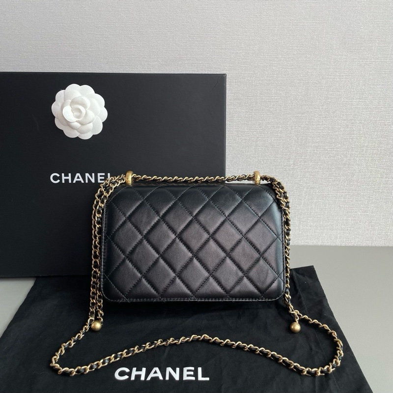 💎Chanel香奈兒|黑金雙珠鏈條包|98新|芯片款-4