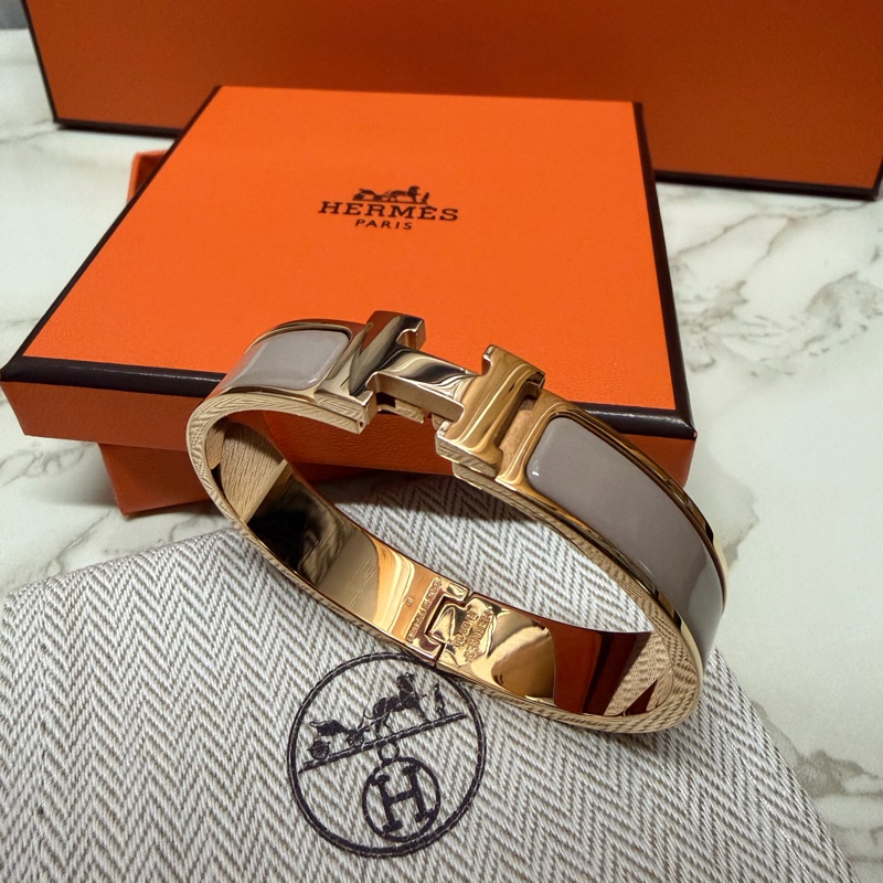 【降價正品】Hermès 愛馬仕 Clic H 手環 GM / 玫瑰金 / 糖漬栗子色 (Marron Glacé)-0