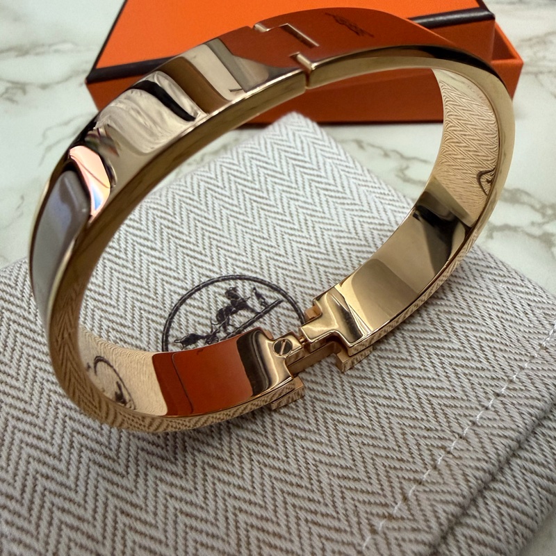 【降價正品】Hermès 愛馬仕 Clic H 手環 GM / 玫瑰金 / 糖漬栗子色 (Marron Glacé)-2