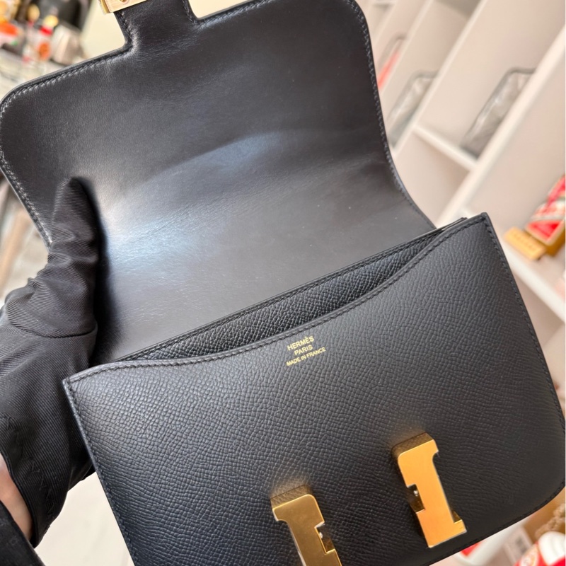 Hermes愛馬仕 constance19康康 黑金扣 epsom皮 D刻-12