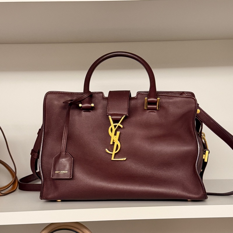 Ysl 女包 酒紅色 手提包 肩背包 容量大-6