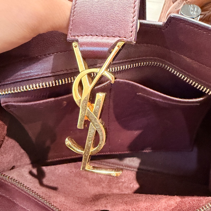 Ysl 女包 酒紅色 手提包 肩背包 容量大-23