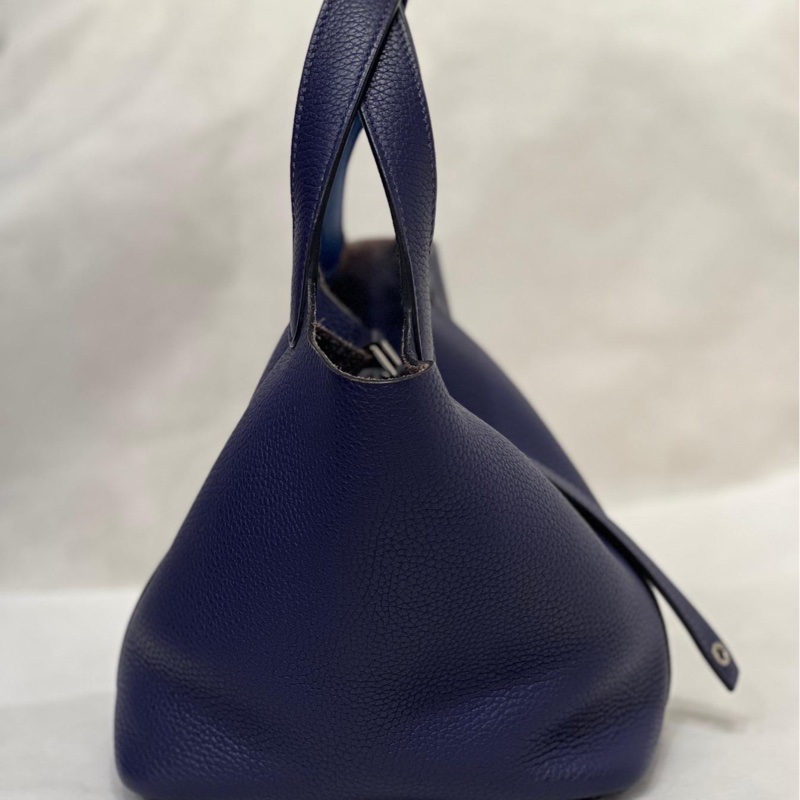 愛馬仕picotin菜籃子18深藍色午夜藍C刻銀扣有鎖具-5