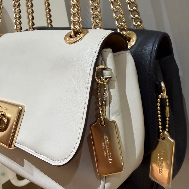 COACH 白色金鍊包|鏈背帶|肩背包/斜背包-10