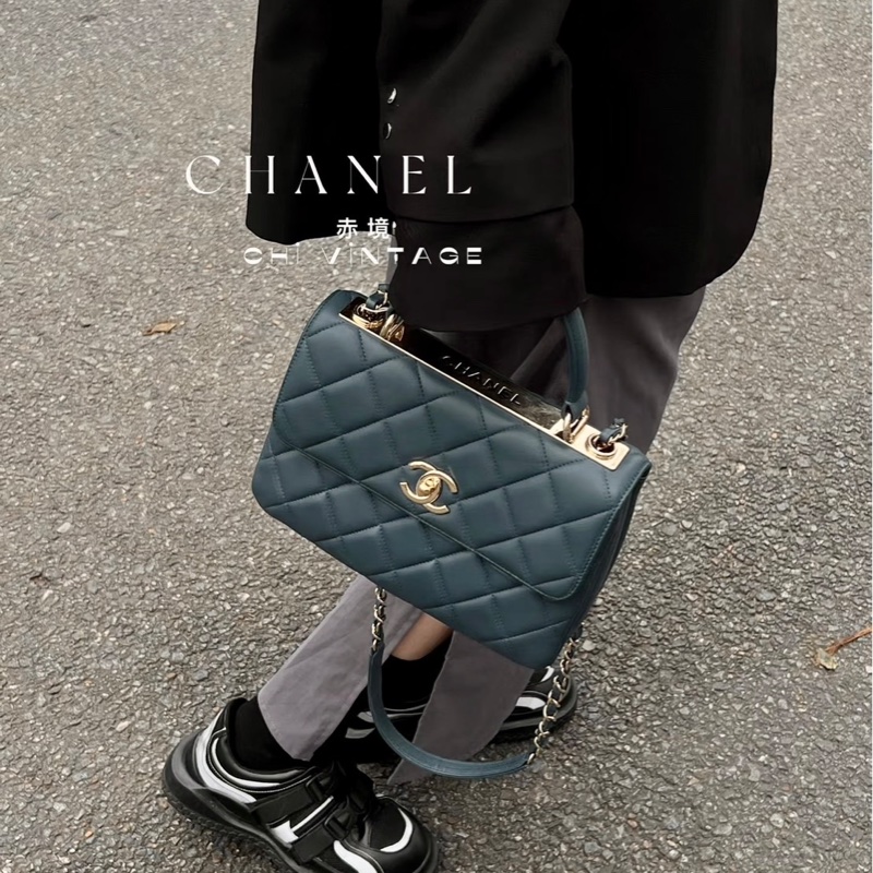 #全配🈶購證 #全網最低💰 香奈兒TrendyCC霧霾藍金扣-1