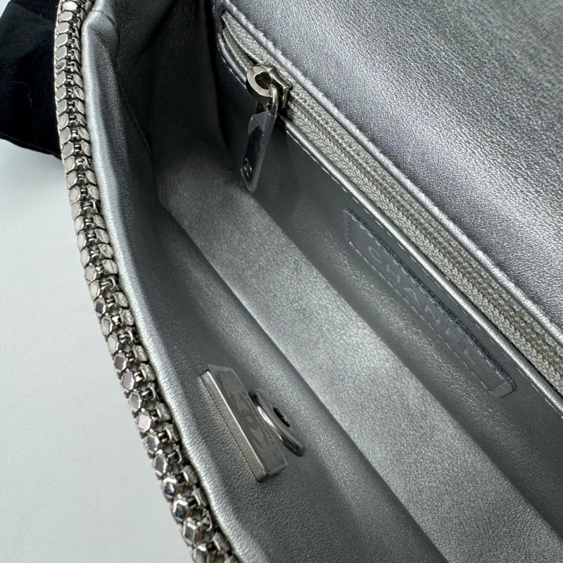 Chanel 2022 Rhinestone Strass & Metal Mini Flap Bag with Silver Tone Hardware-15