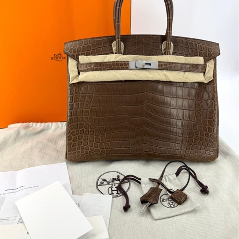 Hermès Birkin 35 Gris Éléphant Matte Niloticus Crocodile with PHW
