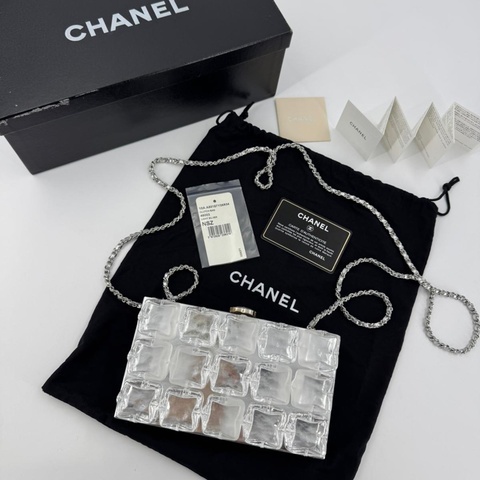 Chanel 2010 Plexiglass Ice Cube Sliver Clutch Bag