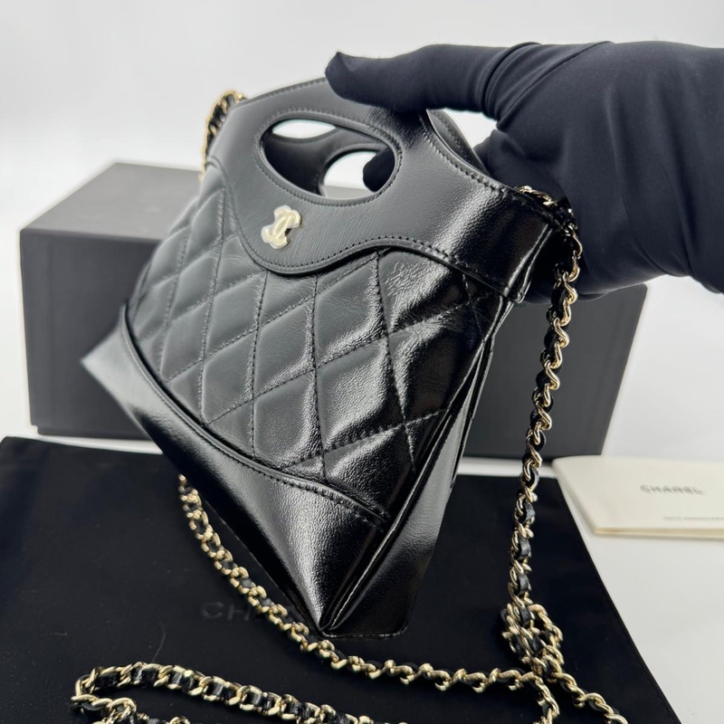 Chanel 31 Nano Black Shiny Lambskin Bag with GHW-3
