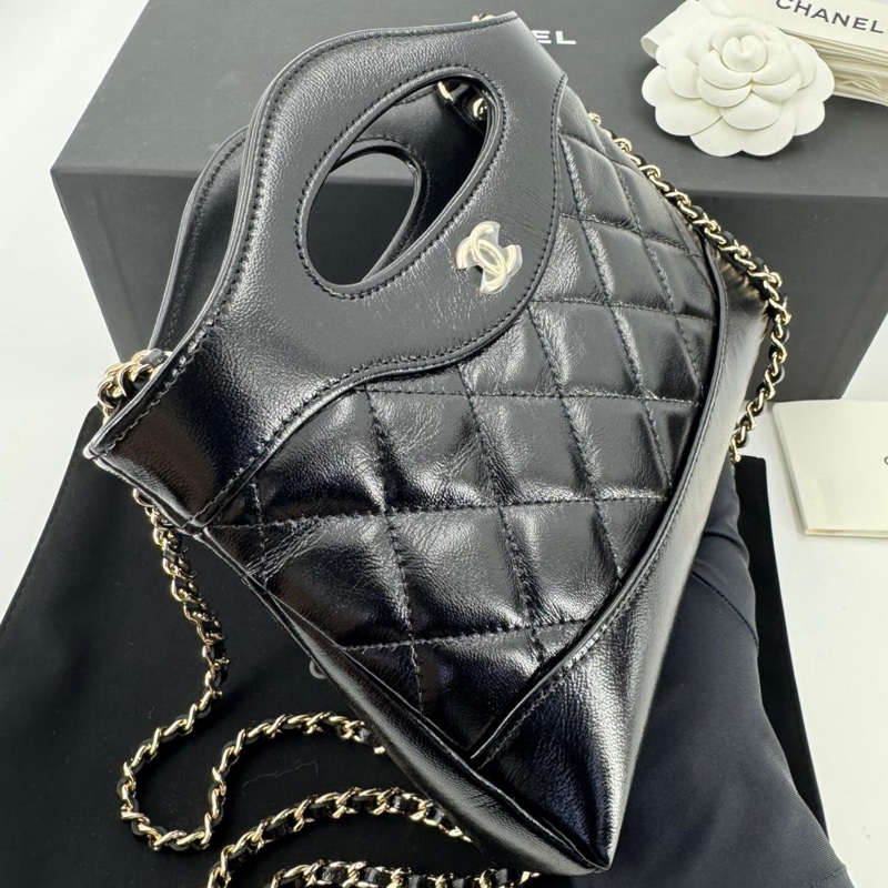 Chanel 31 Nano Black Shiny Lambskin Bag with GHW-4
