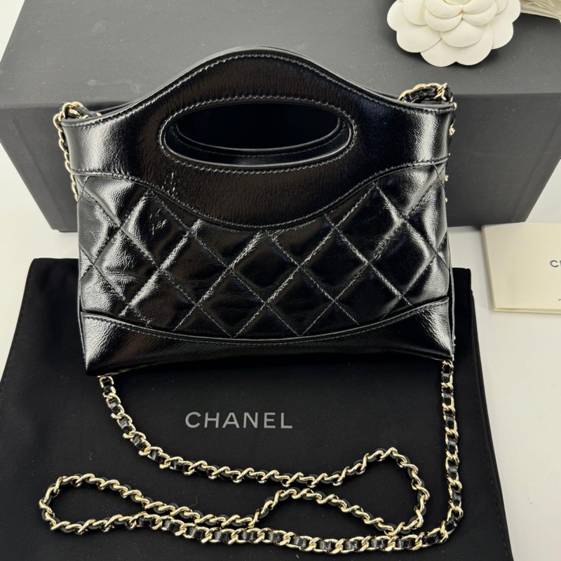Chanel 31 Nano Black Shiny Lambskin Bag with GHW-5