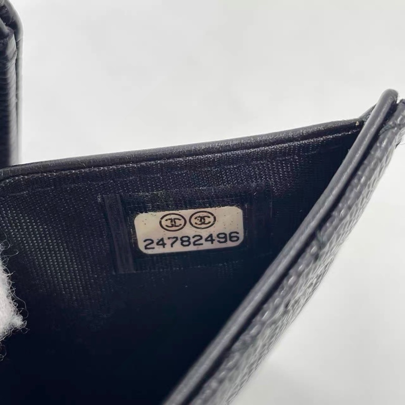 全套Chanel Leboy黑金牛皮短款錢包-18
