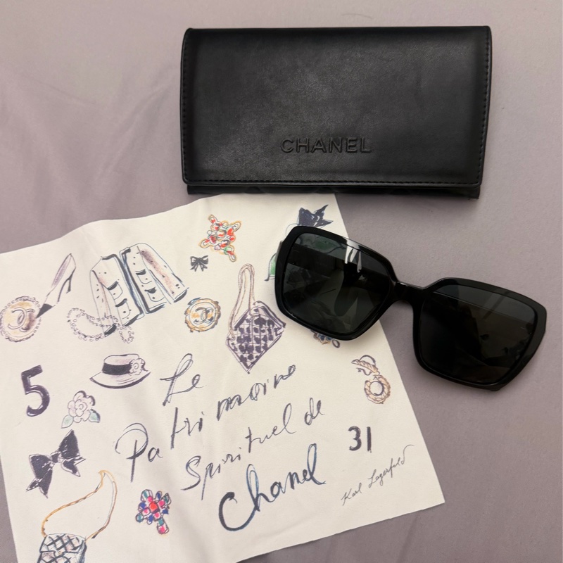 chanel5408墨鏡 黑金-1