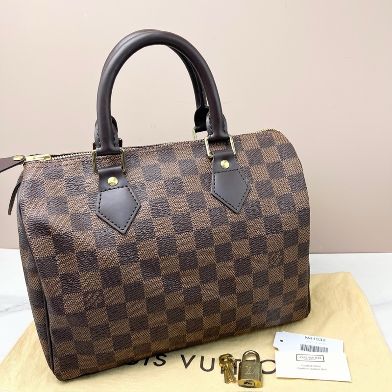 LV N41532 speedy25 棋盤格波士頓包-0