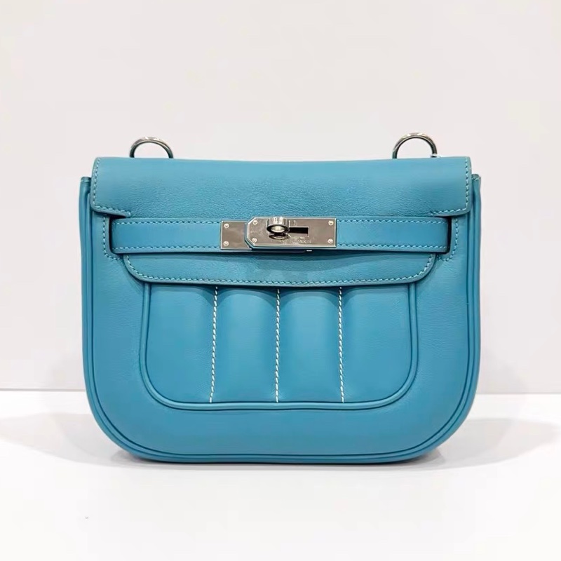 🌈Hermes🩵Mini Berline🩵馬卡龍藍銀扣🌟98.5新🌈Swift皮🌟miniberline🌟Berline🌟愛馬仕🌟-8